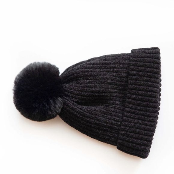 No Brand Black Beanie with sherling bow Cap - Picture 4 of 4